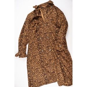 ebossy Trench Coat Leopard Print Brown Animal XXL NWT